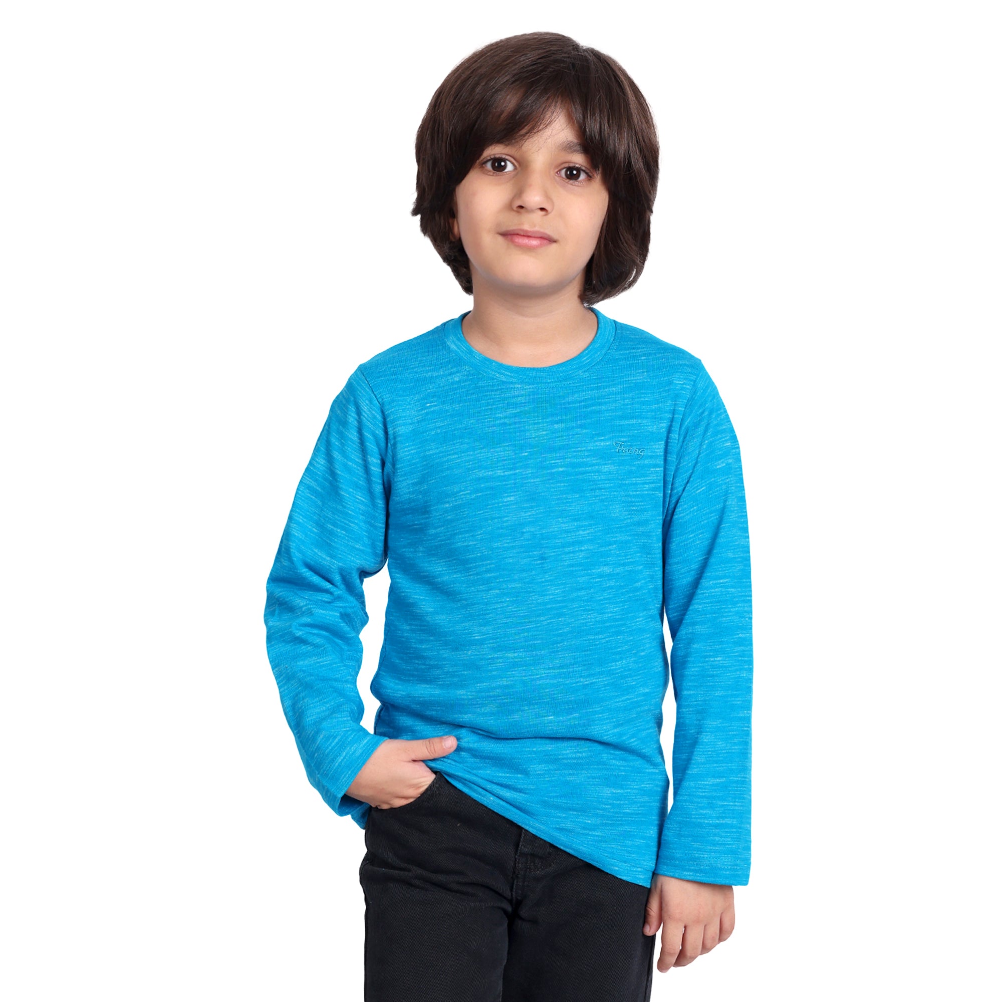 Kids Round Neck Full Sleeve Blue T-shirt