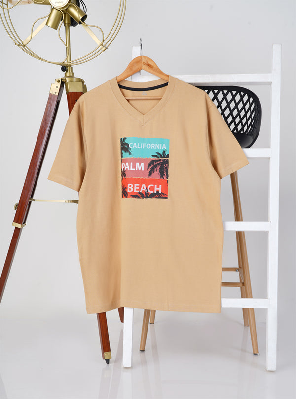 Holiday Beach T-shirts V-Neck Printed Biscuit