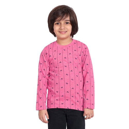 Kids Round Neck Full Sleeve Pink T-shirt