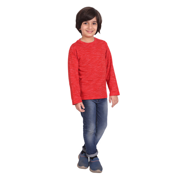 Kids Round Neck Full Sleeve Red T-shirt