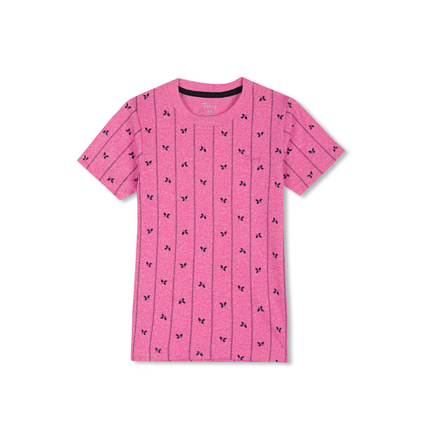 Kids Round Neck Half Sleeve Pink T-Shirt