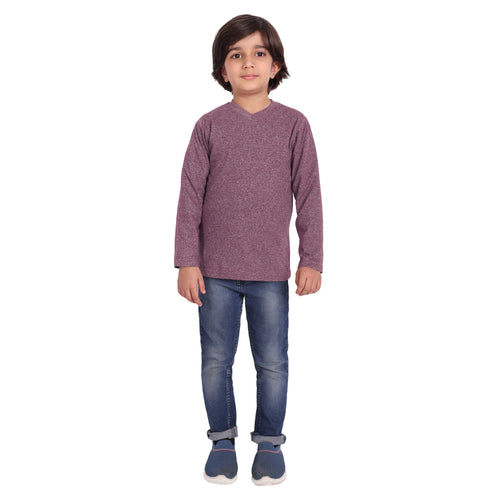 Kids V-neck Full Sleeve Purple T-shirt