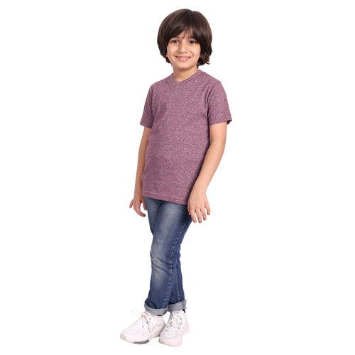 Kids V-Neck Half Sleeve Purple T-shirt