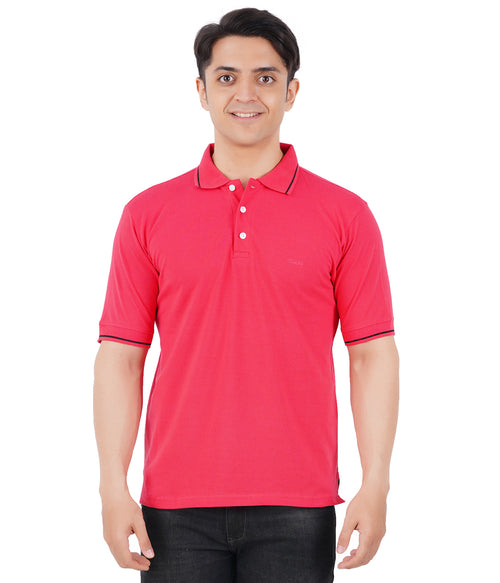 Men Solid Polo Neck Red T-Shirt